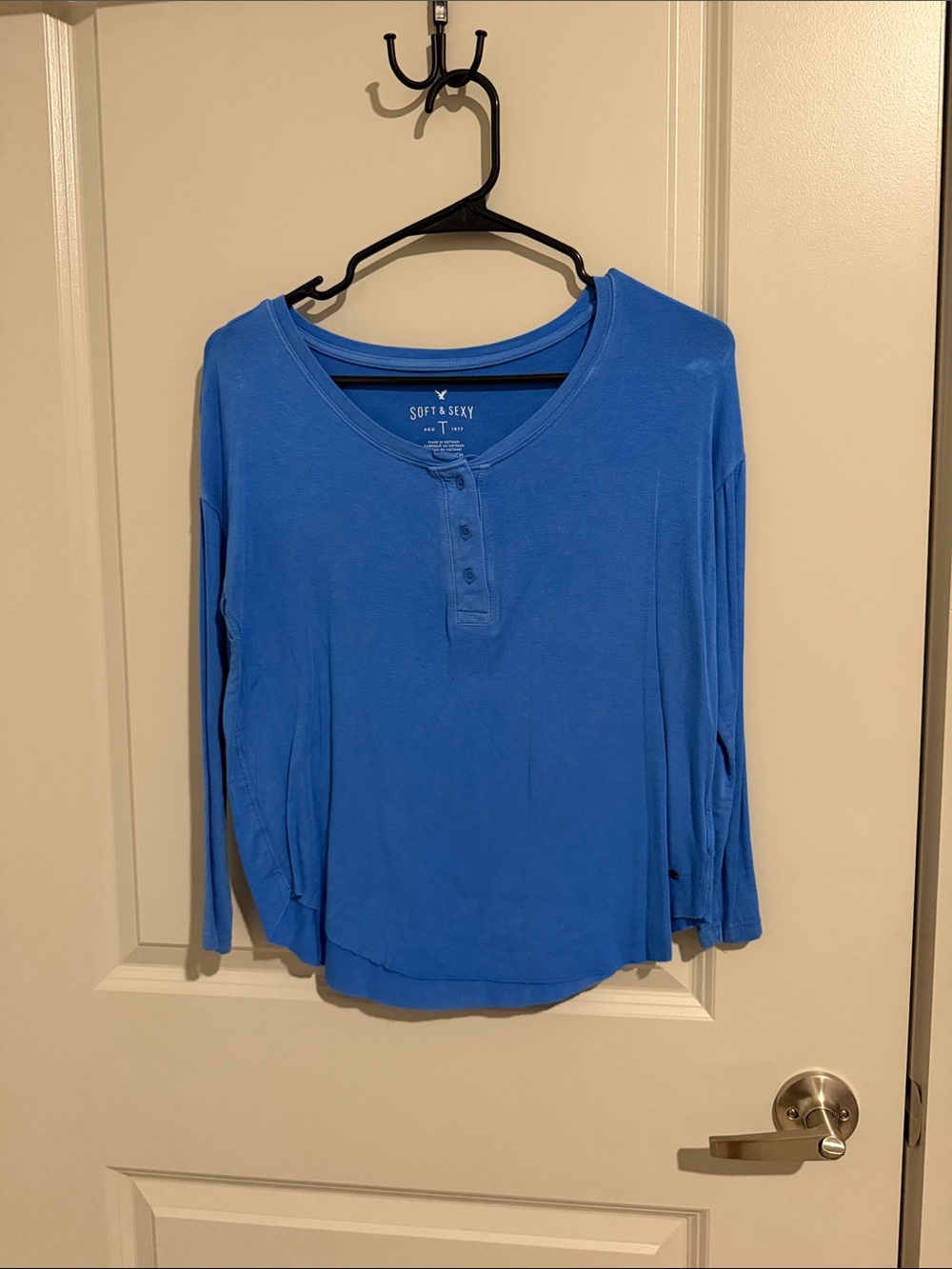 American Eagle Outfitters Royal Blue Long-Sleeve Henley
